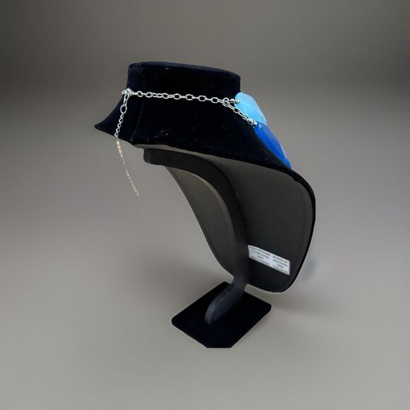 Vintage Chunky Blue Beaded Necklace – 1960s Mod Double Strand Acrylic Beads - Picture 3 of 4